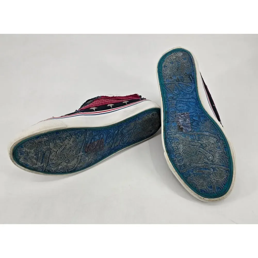 Blowfish Malibu Play Sneaker‎ Women 7 Americana Stars Stripes Slip On Distressed